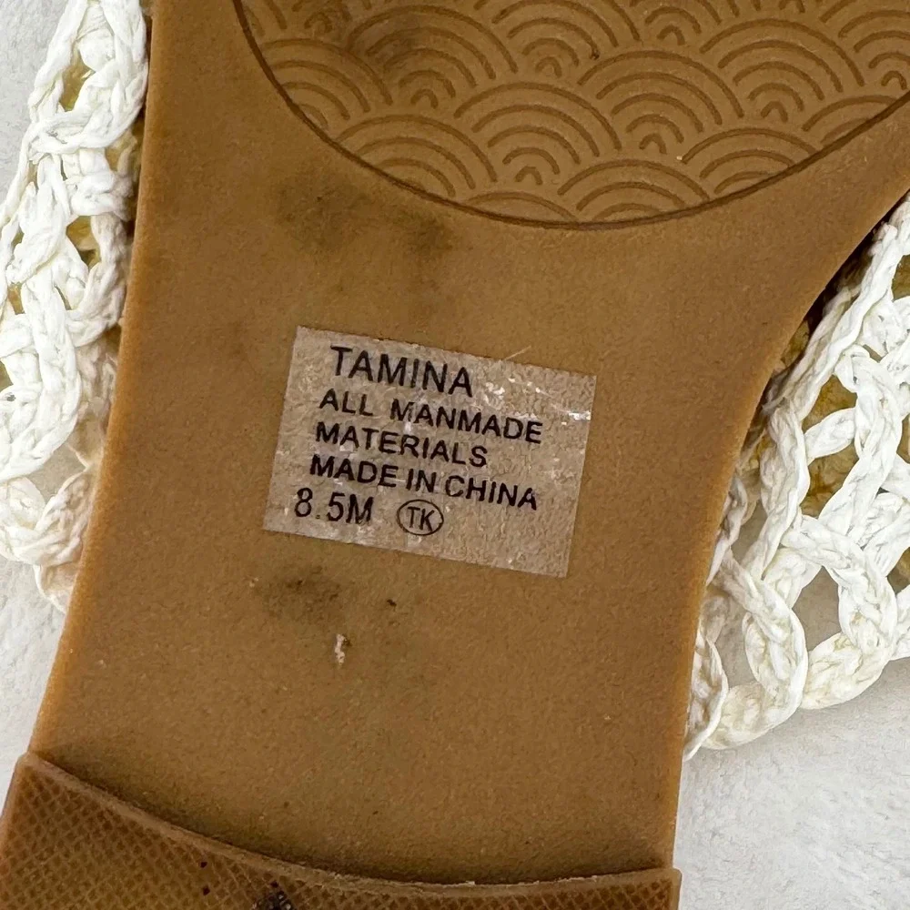 Jellypop Tamina Cream White Crochet Boho Slide Sandals Womens 8.5 M Flat Shoes